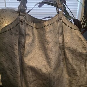 Gucci Silver Monogram Shoulder Bag
